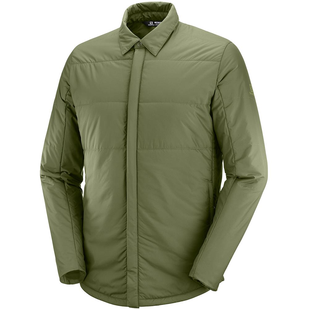 Warstwy Pośrednie Męskie Salomon SNOWSHELTER INSULATED SHIRT M - Oliwkowe - Polska (374-YJAZHI)